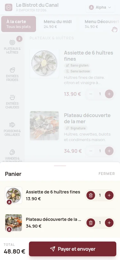 Panier mobile de commande à emporter Kouizine